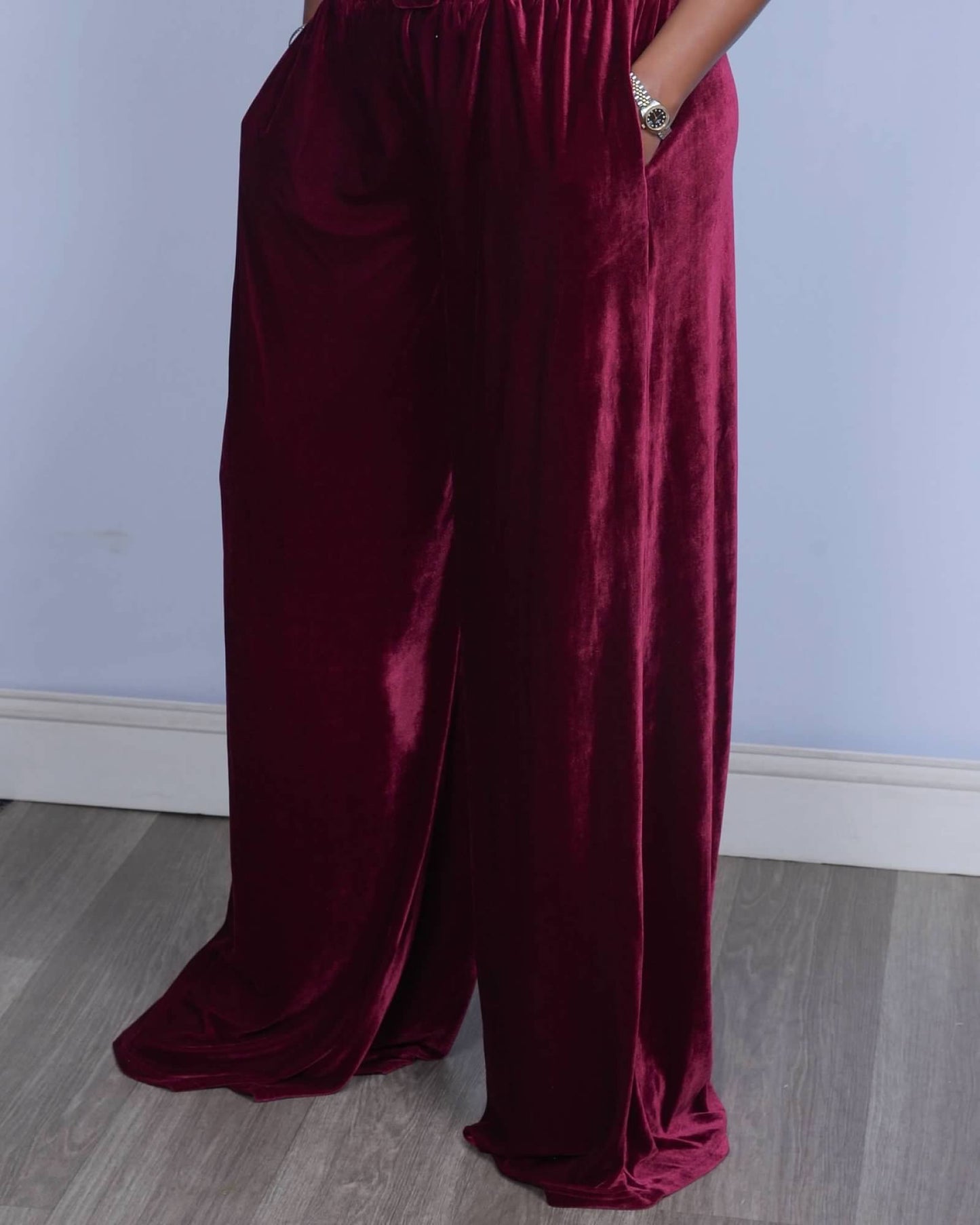 Valencia Velvet Pant - Burgundy