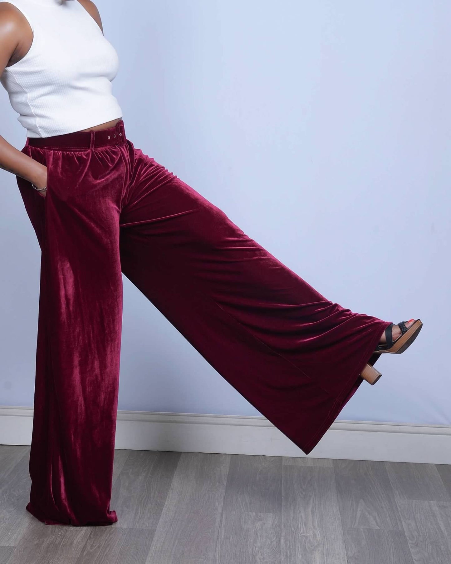 Valencia Velvet Pant - Burgundy