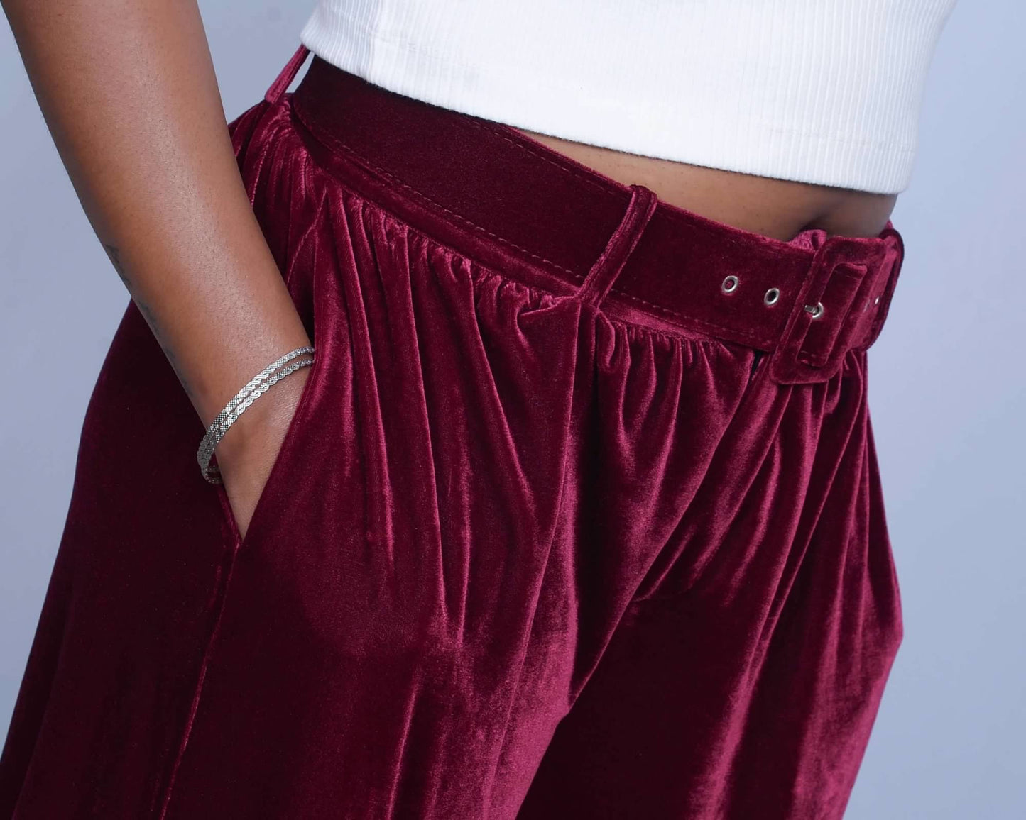 Valencia Velvet Pant - Burgundy