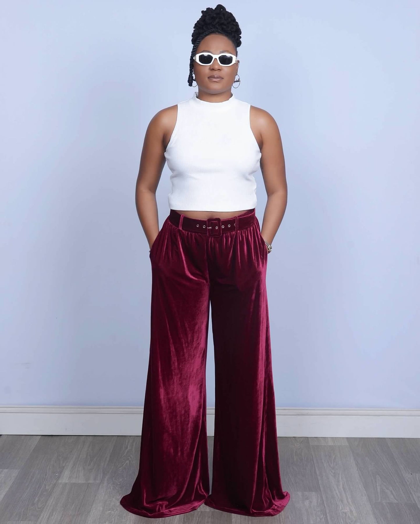 Valencia Velvet Pant - Burgundy